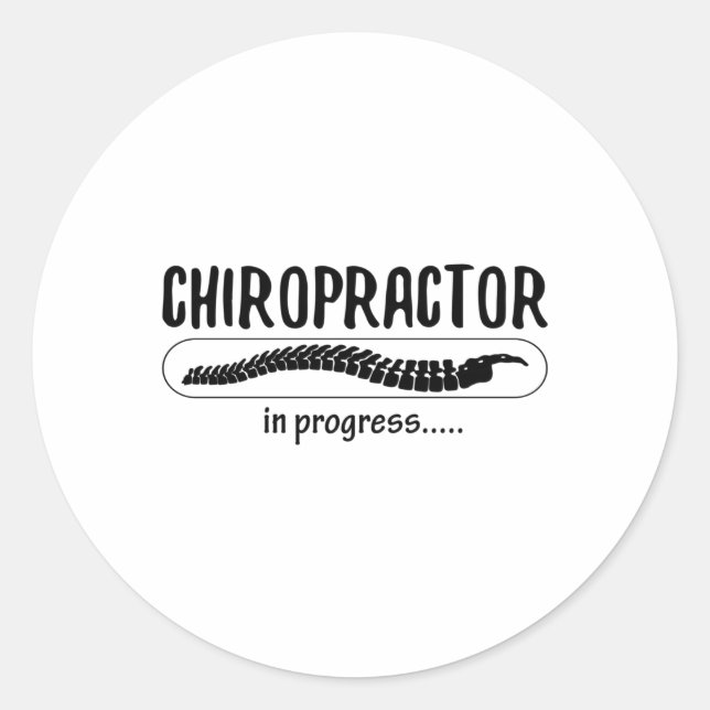 Pegatina Redonda Chiropractic Chiropractor In Progress Spine Chiro (Anverso)