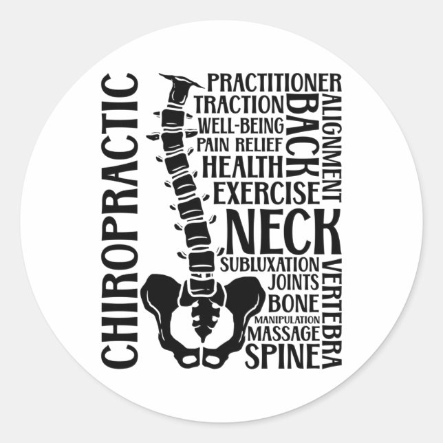 Pegatina Redonda Chiropractic Spine Therapist Chiro Chiropractor (Anverso)