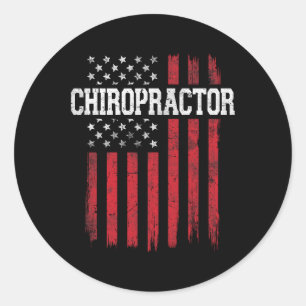 Pegatina Redonda Chiropractico Bandera Americana Estados Unidos Pat