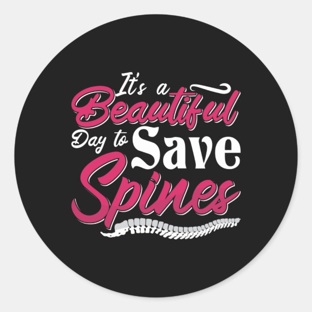 Pegatina Redonda Chiropráctico es un hermoso quiropráctico de día (Anverso)