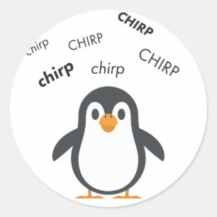 Pegatina Redonda Chirp Penguin Cute Emoji