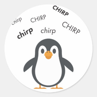 Pegatina Redonda Chirp Penguin Cute Emoji