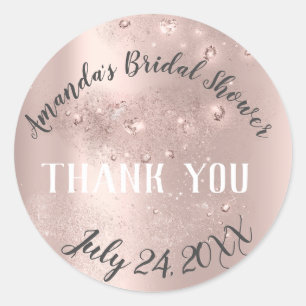 Pegatina Redonda Chispa de Rosa de oro Gracias Dulce Ducha De Novia