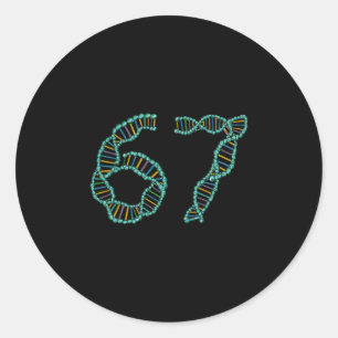 Pegatina Redonda Chiste 67 Número Meme Replicación ADN Molecular Ci
