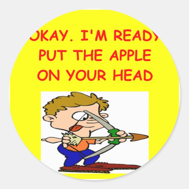 PEGATINA REDONDA CHISTE ARCHERY (Anverso)