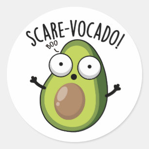 Pegatina Redonda Chiste de aguacate divertido Scare-vocado