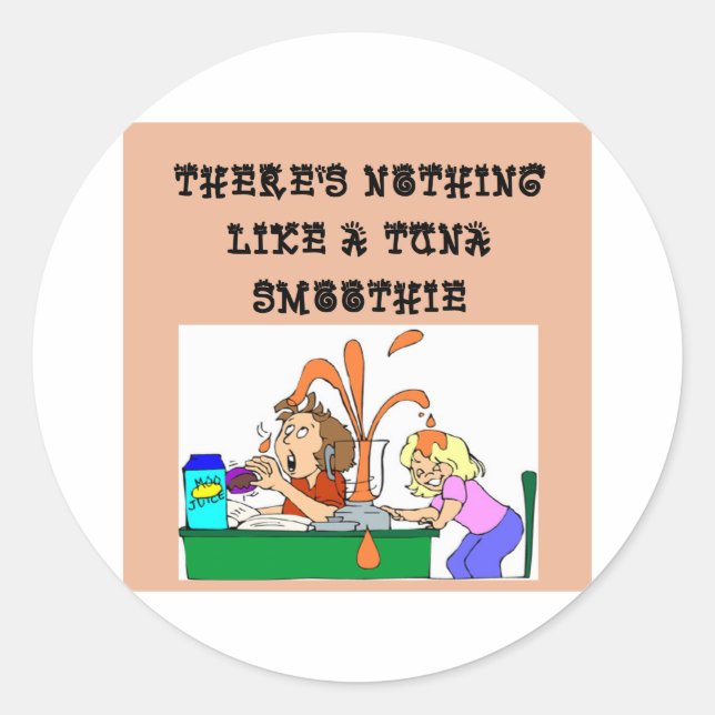 Pegatina Redonda chiste de atún SMOOTHIE (Anverso)