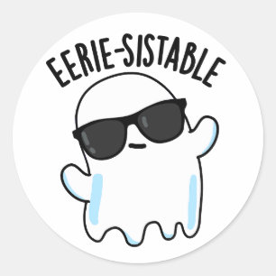 Pegatina Redonda Chiste de Fantasma Divertido y Espeluznante