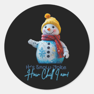 Pegatina Redonda Chiste de Nieve Chill Snowman divierte a Navidades
