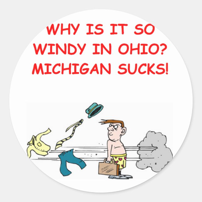 Pegatina Redonda chiste de ohio michigan (Anverso)