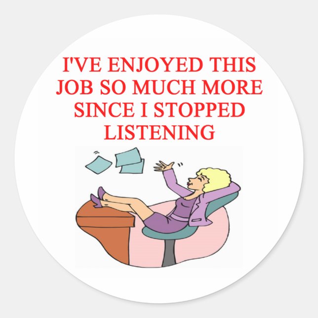 PEGATINA REDONDA CHISTE DE TRABAJO (Anverso)