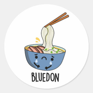 Pegatina Redonda Chiste de Udon Azul-don