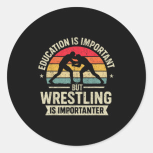 Pegatina Redonda Chiste divertido de educación de lucha libre para