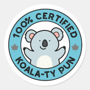 Pegatina Redonda Chiste divertido de koala con calidad 100% certifi