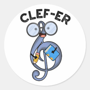 Pegatina Redonda Chiste divertido de música Clef-er 