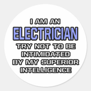 Pegatina Redonda Chiste eléctrico... Inteligencia Superior