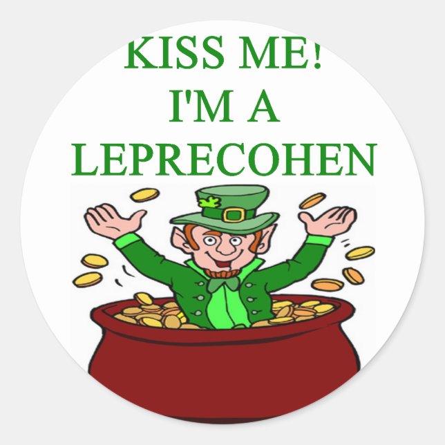Pegatina Redonda chiste irish leprechaun jewish de st patrick (Anverso)