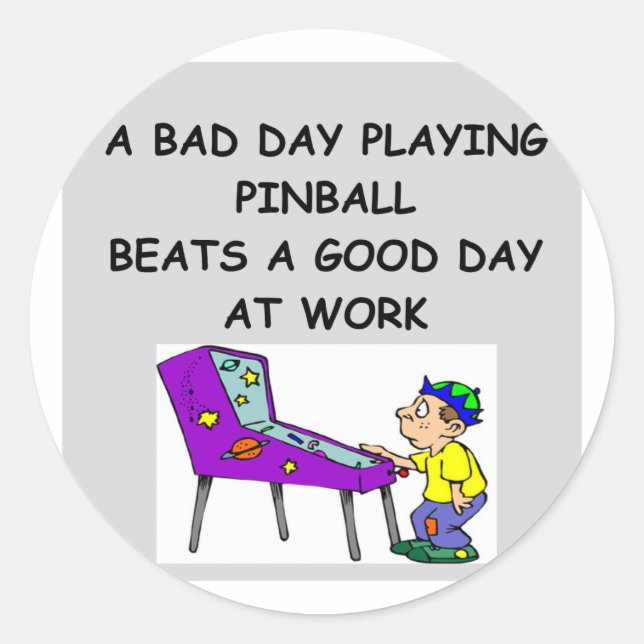 Pegatina Redonda Chiste PINBALL (Anverso)
