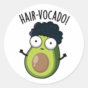 Pegatina Redonda Chistes divertidos de aguacate con pelo