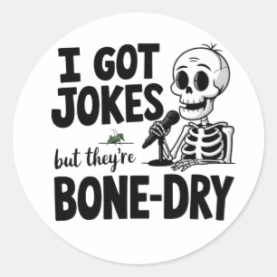 Pegatina Redonda Chistes secos óseos - Funny Skeleton Comedy Design