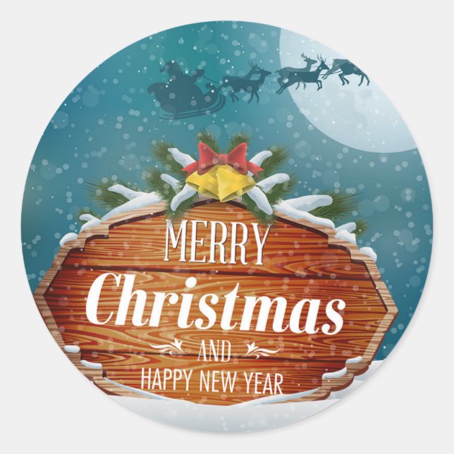 Pegatina Redonda Chistmas y Año Nuevo (Anverso)