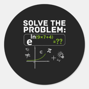 Pegatina Redonda Chistoso 67 Meme de Matemáticas Resuelve el Proble