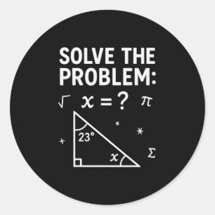 Pegatina Redonda Chistoso 67 Meme de Matemáticas Resuelve el Proble