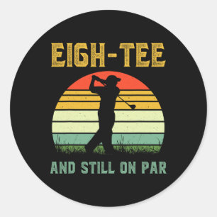 Pegatina Redonda Chistoso cumpleaños 80 golf broma golfista 80 años