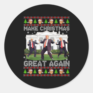 Pegatina Redonda Chistoso Trump Haz Navidad Grande Otra Vez Suéter 