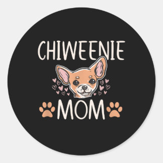 Pegatina Redonda chiweenie mom chihuahua cute dog owner love lover