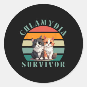 Pegatina Redonda Chlamydia Sobreviviente Retro Sarcástico Ironía Y2