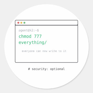 Pegatina Redonda chmod 777 Todo - Regalo de Sticker Dev