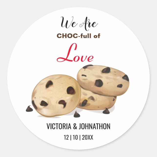 Pegatina Redonda Choc-Full De Love Cookie Gracias | Tratado Boda (Anverso)