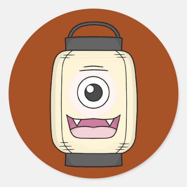 Pegatina Redonda Chochin-obake (Fantasma de linterna de papel) (Anverso)