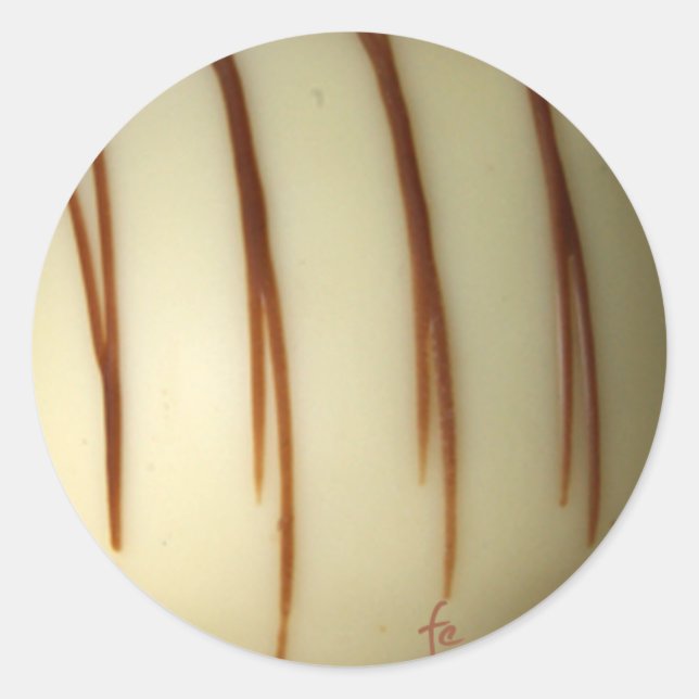 Pegatina Redonda chocolate blanco belga (Anverso)