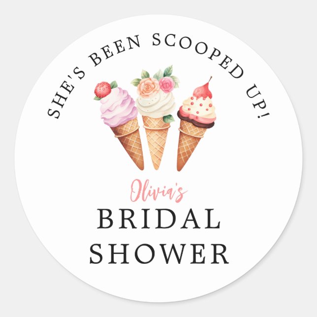 Pegatina Redonda Chocolate Bridal Shower Helado  (Anverso)