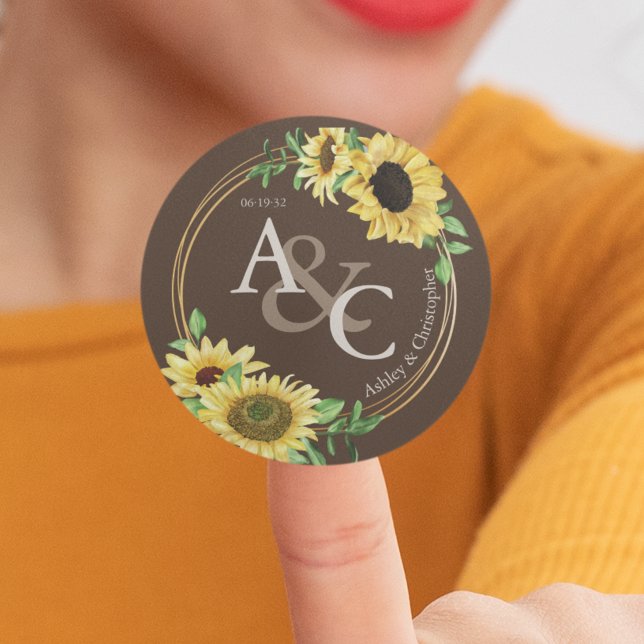 Pegatina Redonda Chocolate Brown ・ Elegante Boda moderno (Subido por el creador)