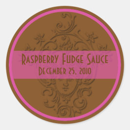Pegatina Redonda Chocolate Brown y Raspberry latas