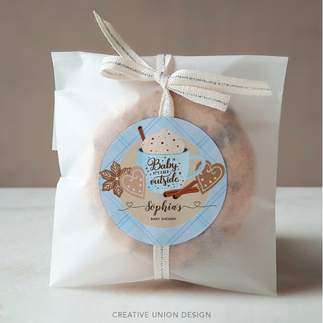 Pegatina Redonda Chocolate caliente Baby Shower Boy (Subido por el creador)