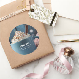 Pegatina Redonda Chocolate caliente con crema batida Baby Shower ac