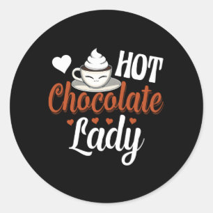 Pegatina Redonda Chocolate caliente Lady Chocolate caliente dulce