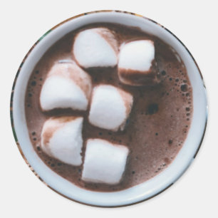 Pegatina Redonda chocolate caliente y cacao malvado