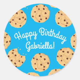 Pegatina Redonda Chocolate Chip Cookie Niños Primer Fiesta de Cumpl