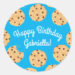 Pegatina Redonda Chocolate Chip Cookie Niños Primer Fiesta de Cumpl