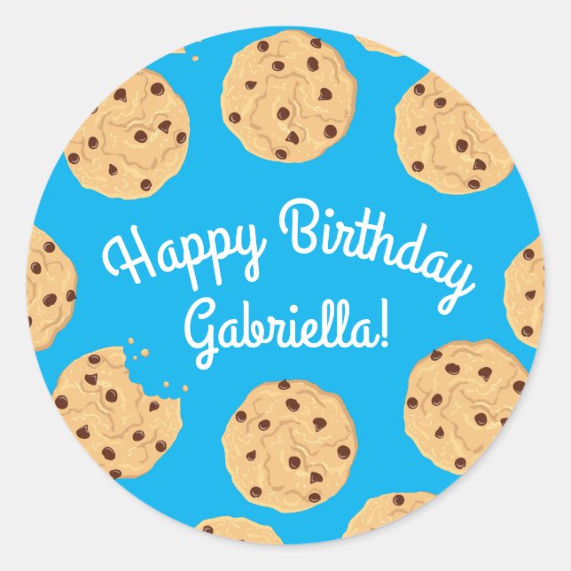 Pegatina Redonda Chocolate Chip Cookie Niños Primer Fiesta de Cumpl (Anverso)