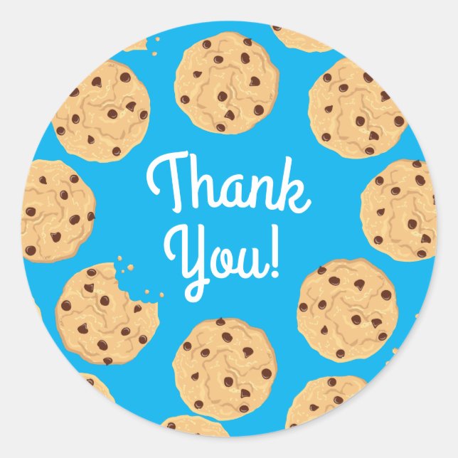 Pegatina Redonda Chocolate Chip Cookie Niños Primer Fiesta de Cumpl (Anverso)