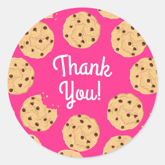 Pegatina Redonda Chocolate Chip Cookie Niños Primer Fiesta de cumpl (Anverso)