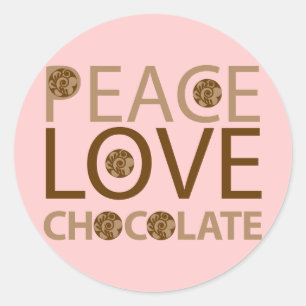 Pegatina Redonda Chocolate de amor por la paz