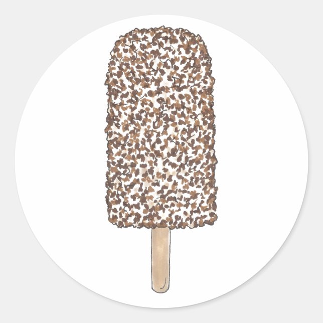 Pegatina Redonda Chocolate Eclair Ice Cream Popsicle Pop Junte (Anverso)