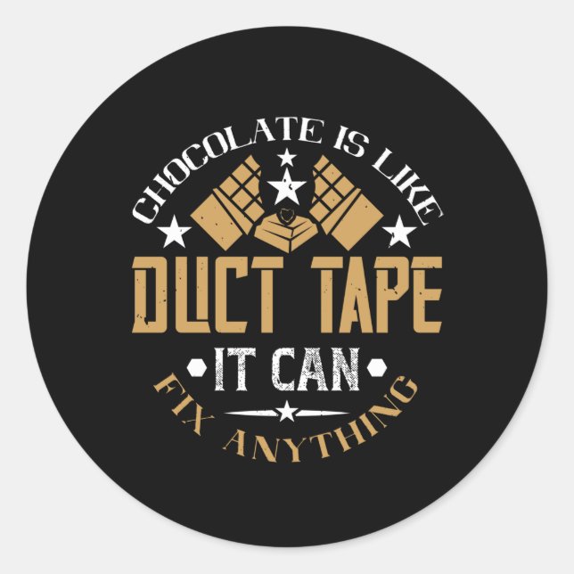 Pegatina Redonda Chocolate - El Chocolate Es Como Una Cinta Tinta. (Anverso)